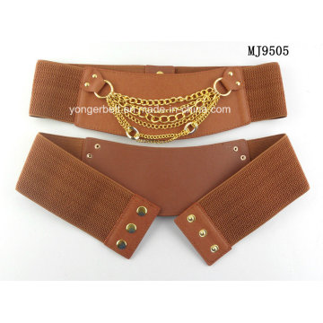 Elastic Stretch Waist Metal Chain Belt